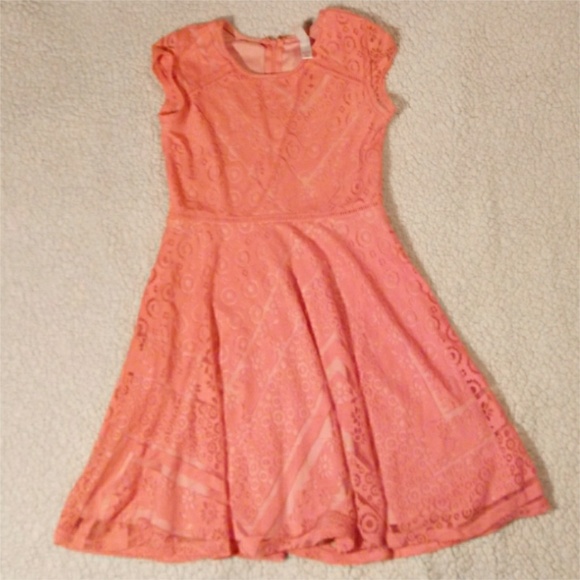 Peach Lace Overlay Dress - Picture 1 of 6