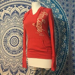 Hooded Long Sleeve Waffle Shirt American Eagle