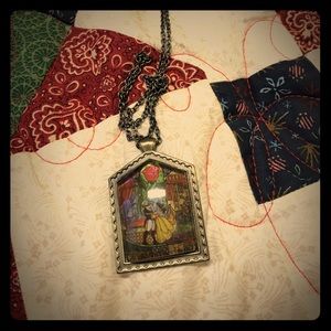 Beauty and the Beast stained glass necklace