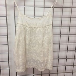 Cream embroidered tank