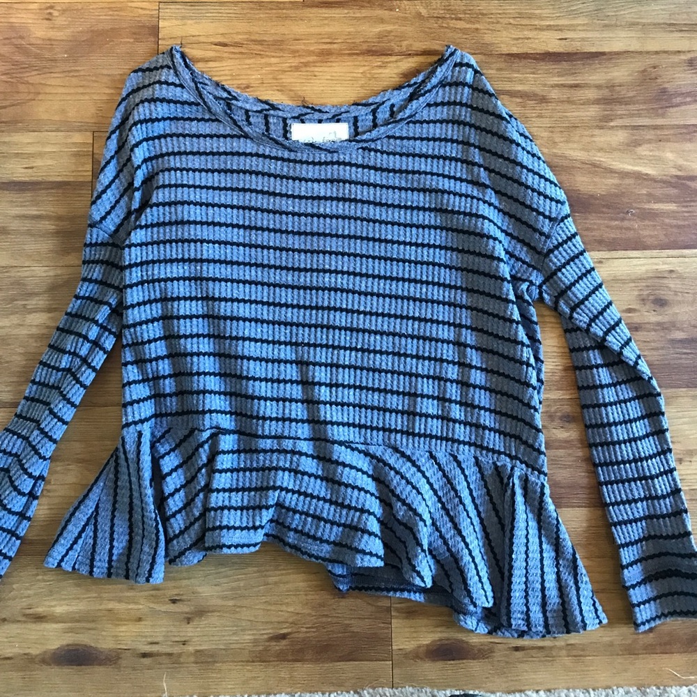 Free People Striped Top w/ Peplum Hem (Medium)