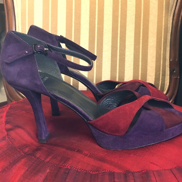 Stuart Weitzman purple red suede platforms - Picture 1 of 5