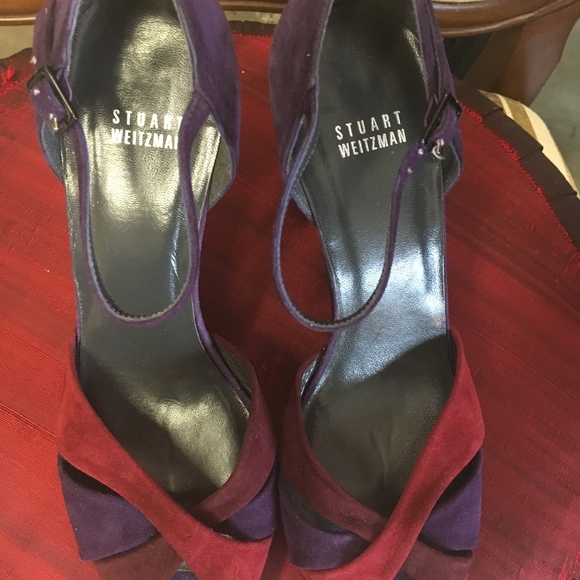 Stuart Weitzman purple red suede platforms - Picture 4 of 5