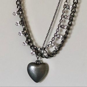 New! A Heart Rhinestone Silver Necklace