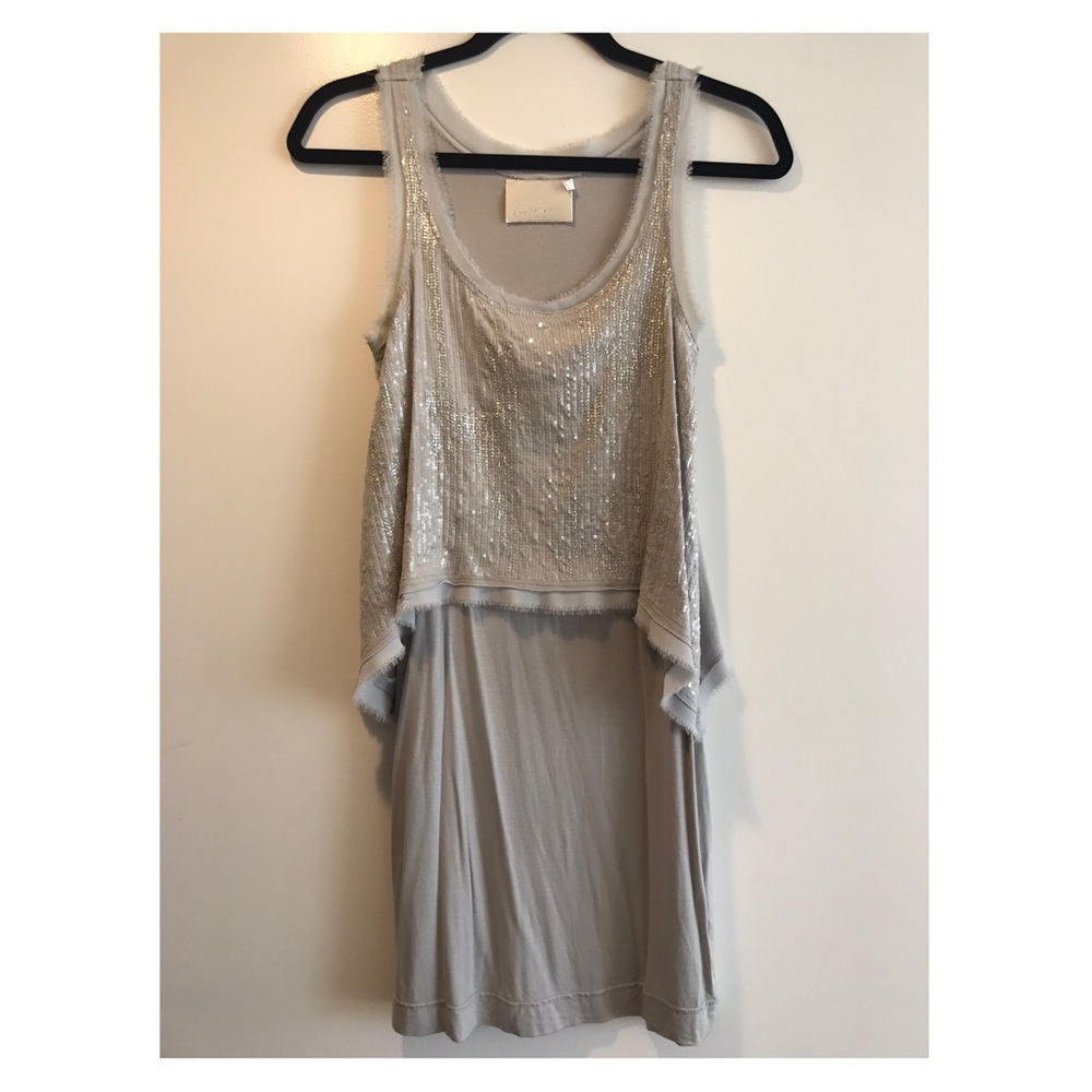 Elegant Cocktail Dress Grey with Sequins Small