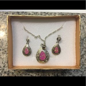 925 sterling silver necklace and earrings set, NEW