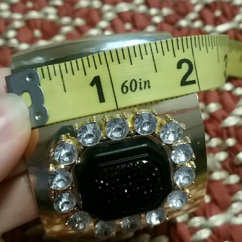 SOLD WIDE GOLD CUFF BRACELET - Picture 7 of 7
