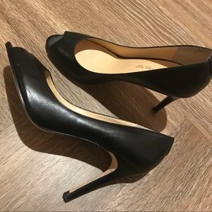 Wear to work black open toe pumps