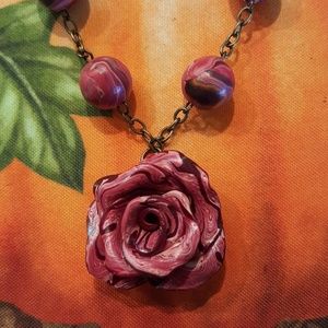 Custom Made Clay Rose Pendant