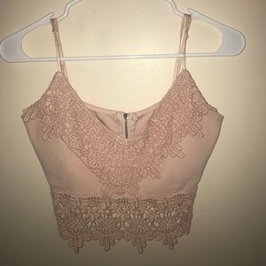 NWOT Exclusive all pink zipper back crop top