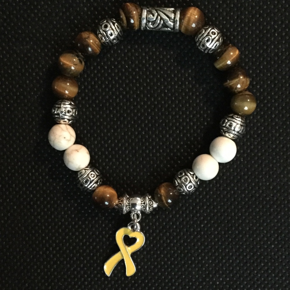 Women's Stretch Bracelet, Yellow Awareness Ribbon