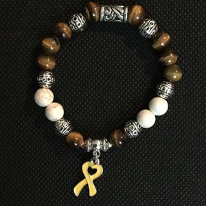 Women's Stretch Bracelet, Yellow Awareness Ribbon