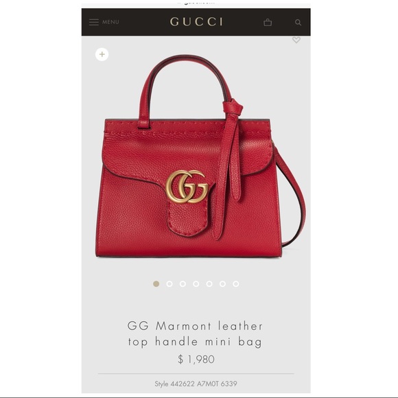 💯💝💖GUCCI Calfskin Leather GG Marmont Handle Bag - Picture 8 of 8