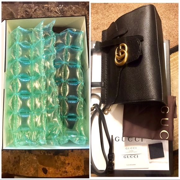 💯💝💖GUCCI Calfskin Leather GG Marmont Handle Bag - Picture 2 of 8