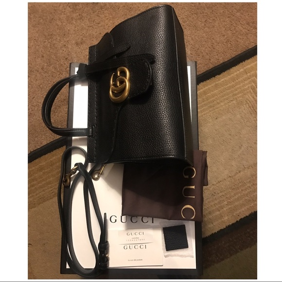 💯💝💖GUCCI Calfskin Leather GG Marmont Handle Bag - Picture 3 of 8