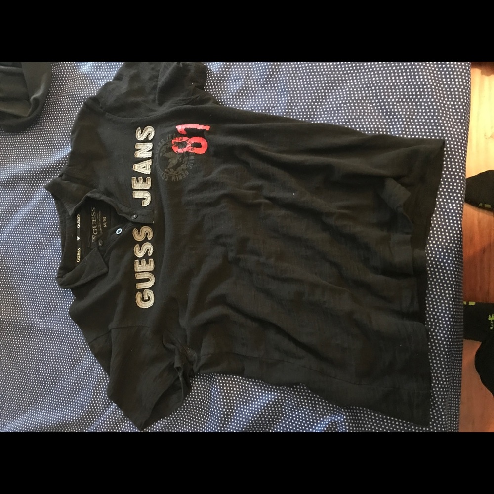 Black guess jeans polo shirt