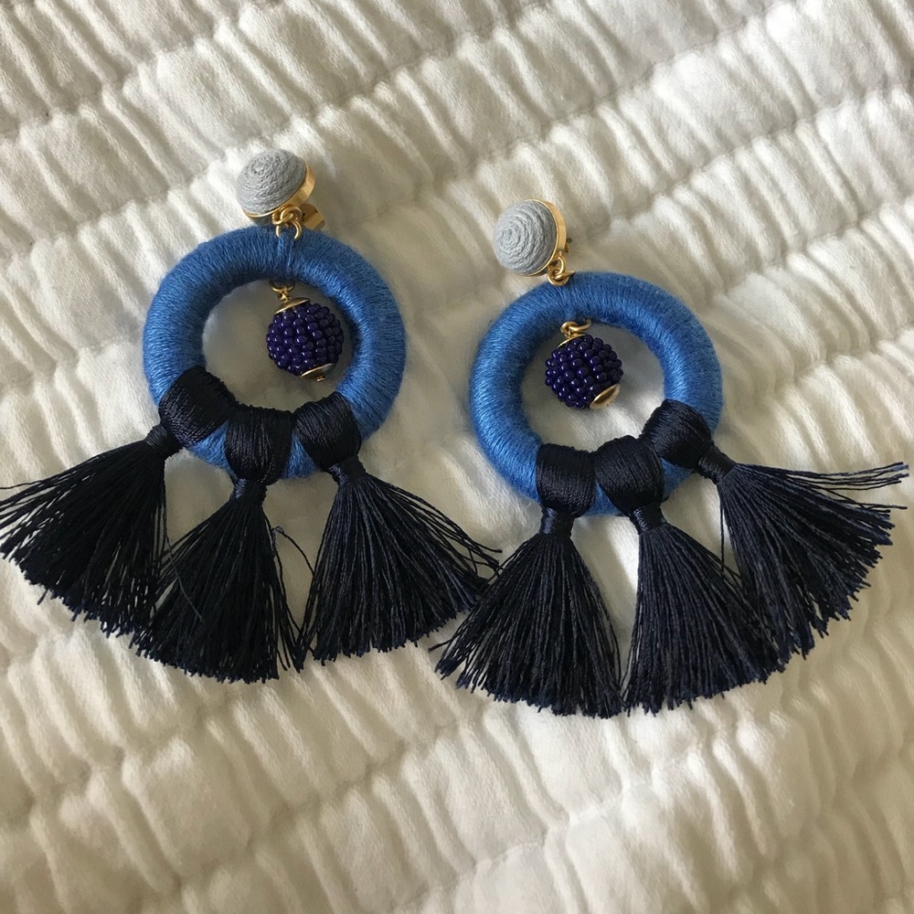 Navy Tassel Earrings