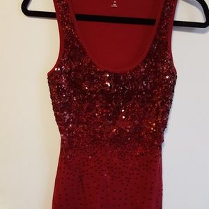Red sequin top