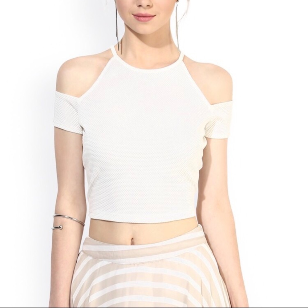 White off shoulder crop top