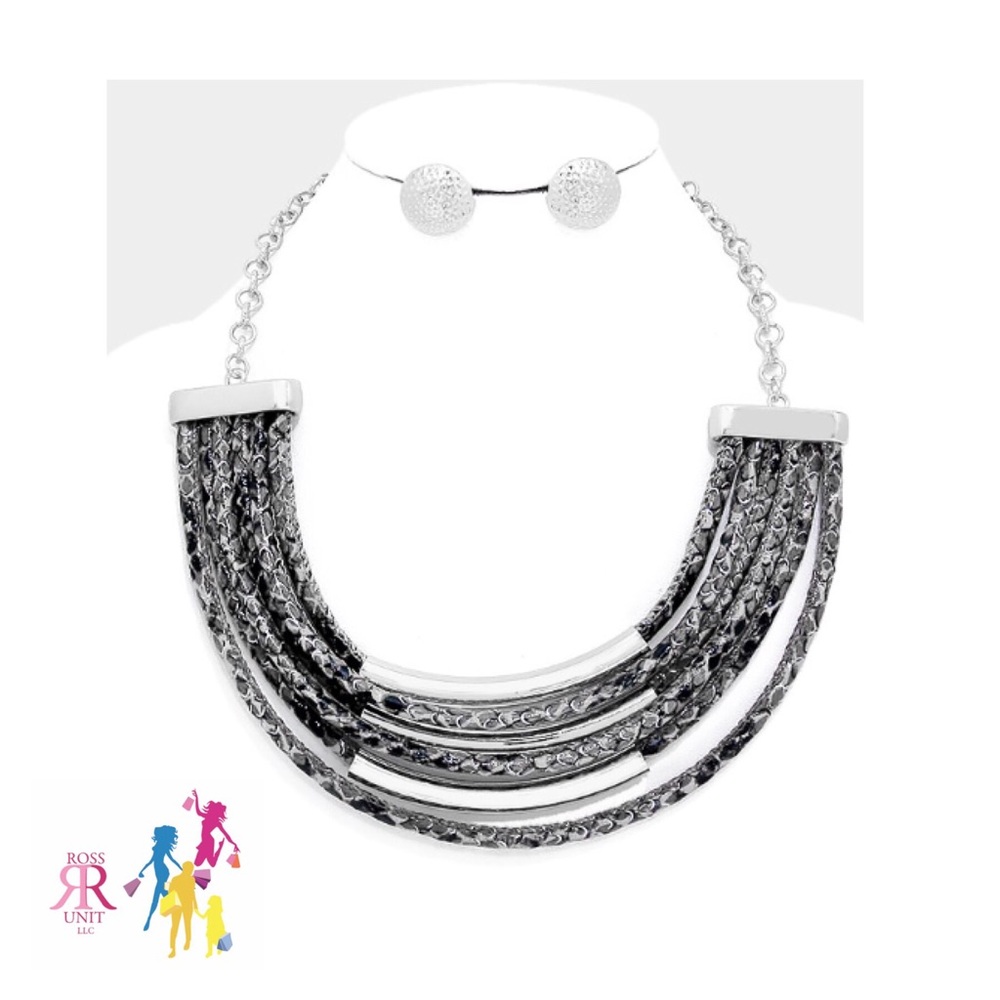 3/$30 Multi-Strand Snake Skin Effect Cord Necklace - Picture 1 of 1