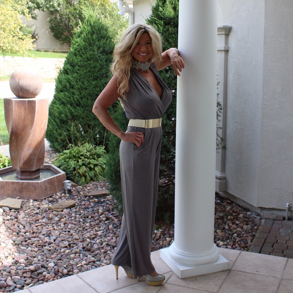 Ronnie Nichole Sexy Silver Romper