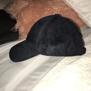 black suede baseball cap