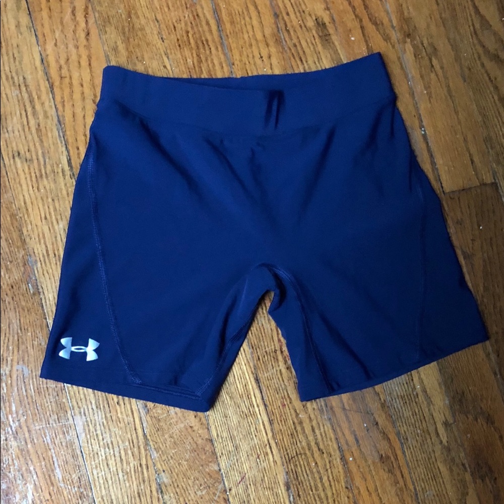 4” Navy Under Armour spandex shorts