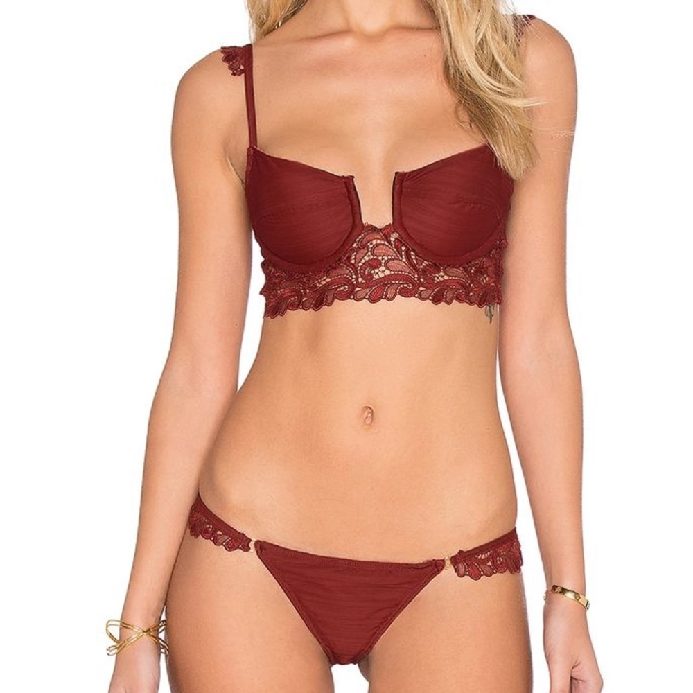 For Love & Lemons Maroon Bikini