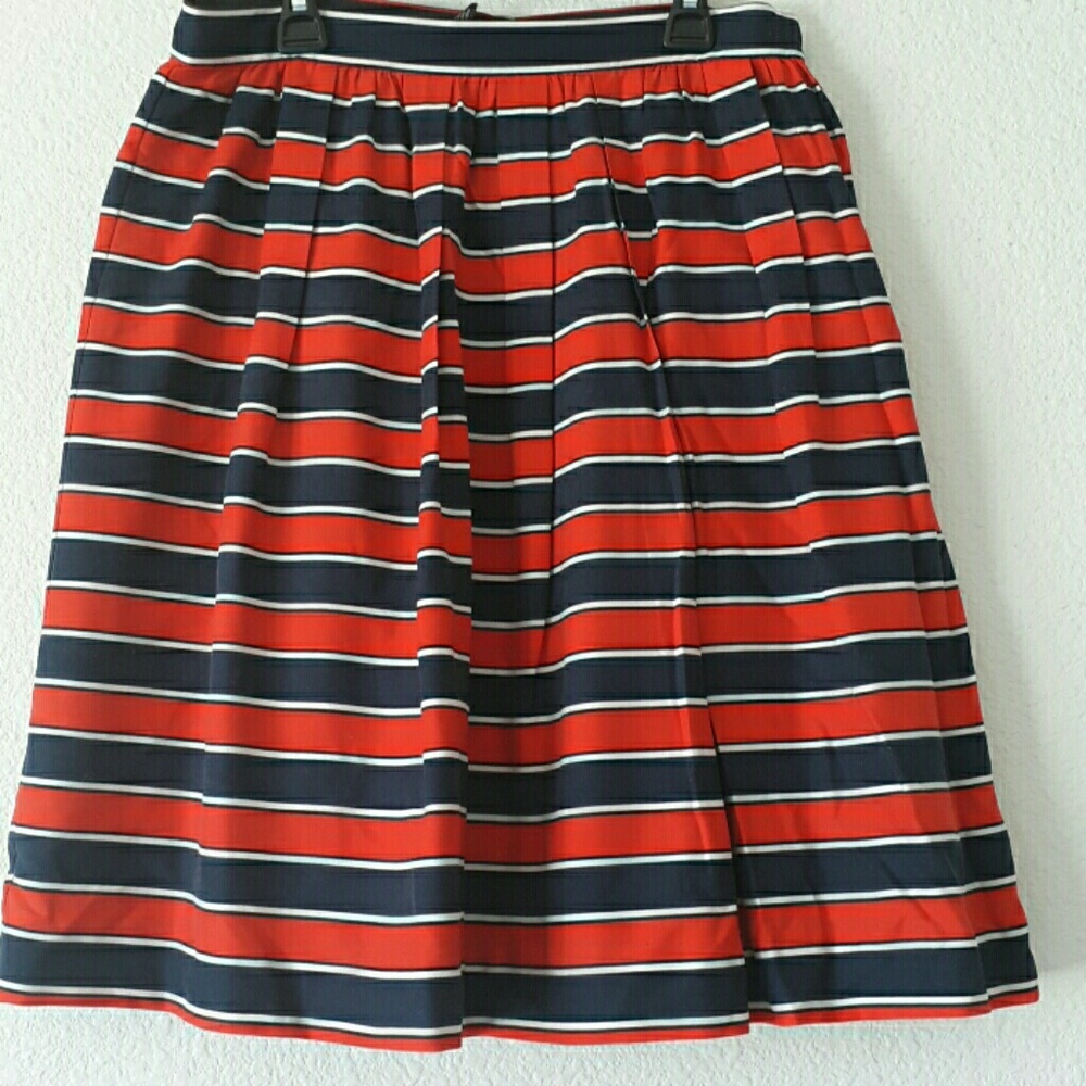 J.Crew striped pleated skirt