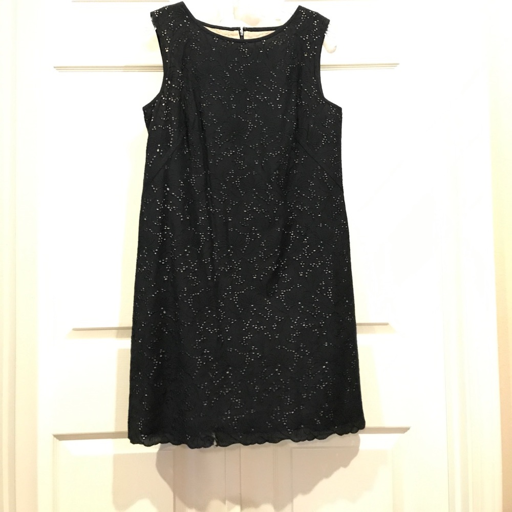 Loft Black/Tan Eyelet Dress