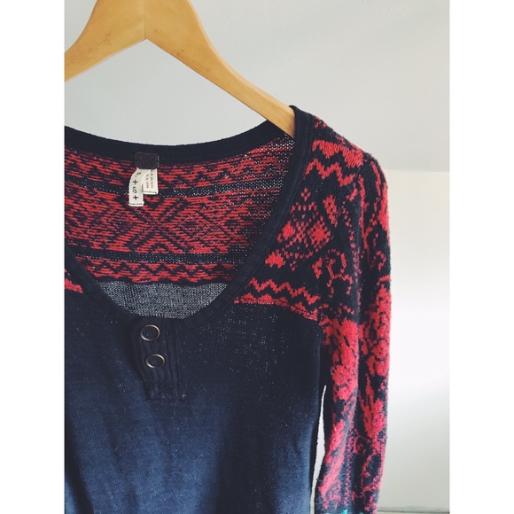 Free People Sweaters - {FP} We The Free Nordic Print Lace Trim Sweater