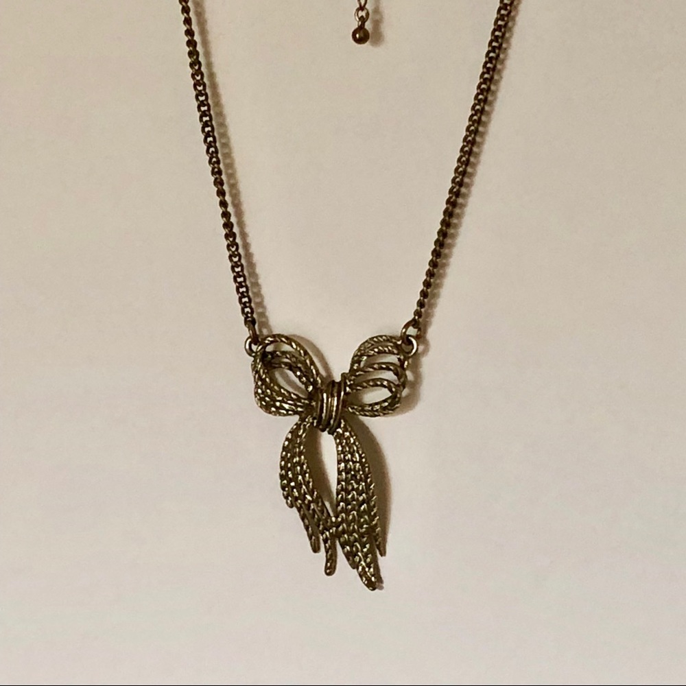 New! Gold Butterfly Bow Knot Necklace