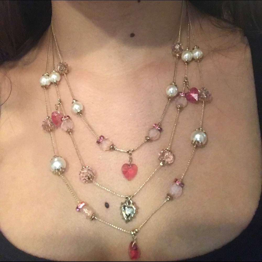 Nadri Triple Heart chain necklace