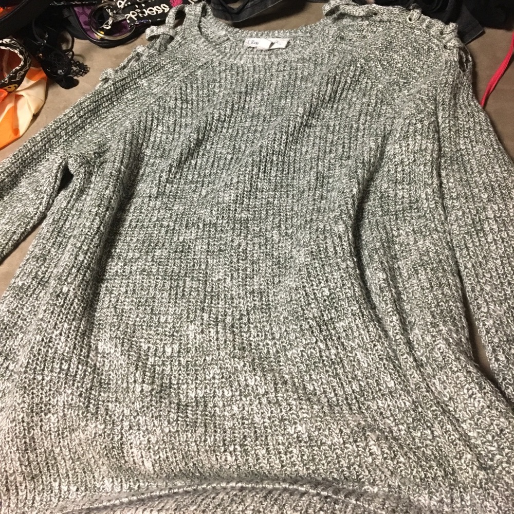 Green and white sweater