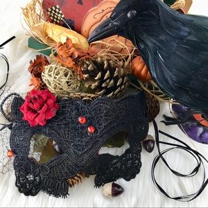 💰Red Velvet Flower Black Lace  Mask