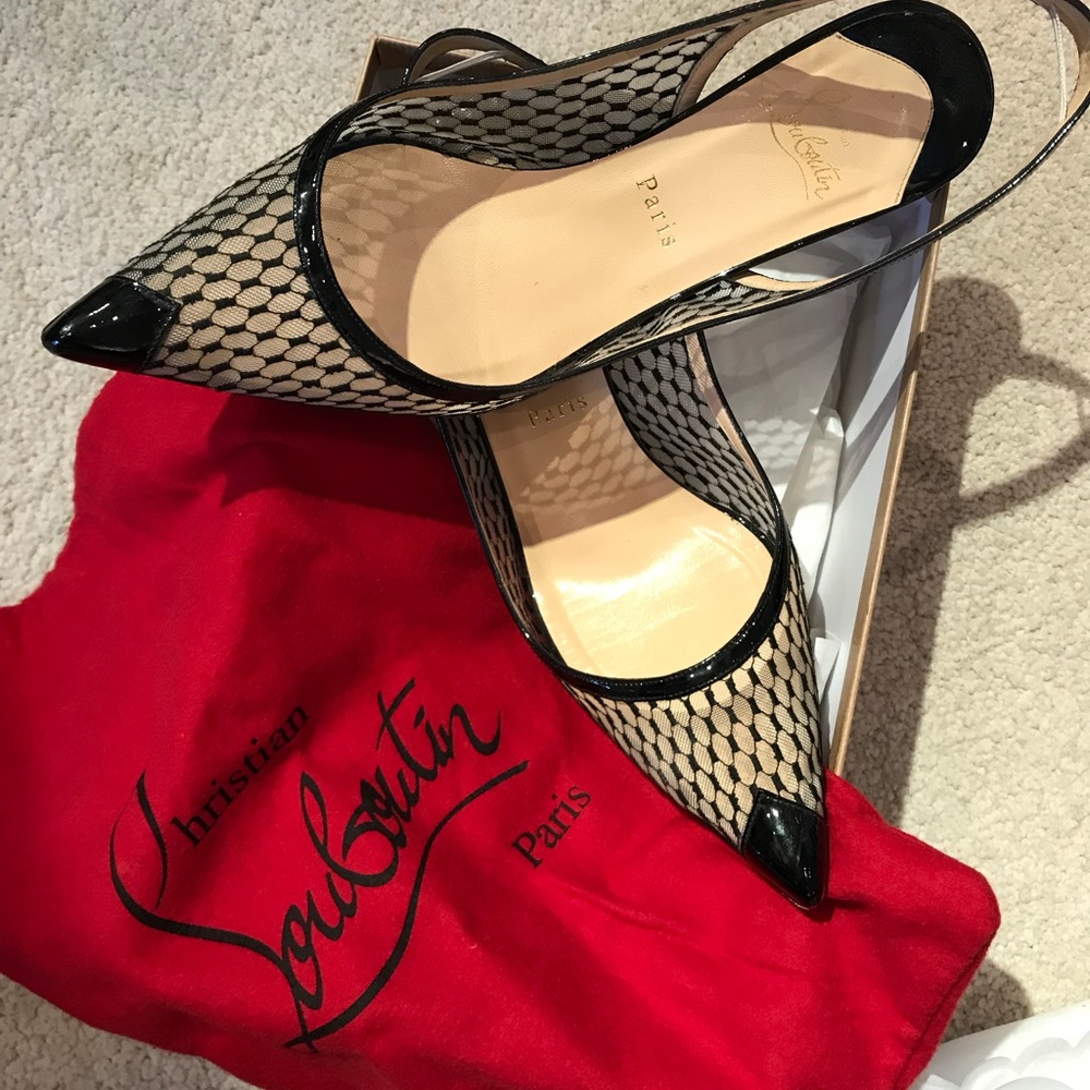Christian Louboutin lace sling backs