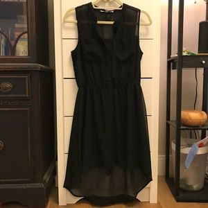 Black Chiffon Sleeveless High/Low Dress