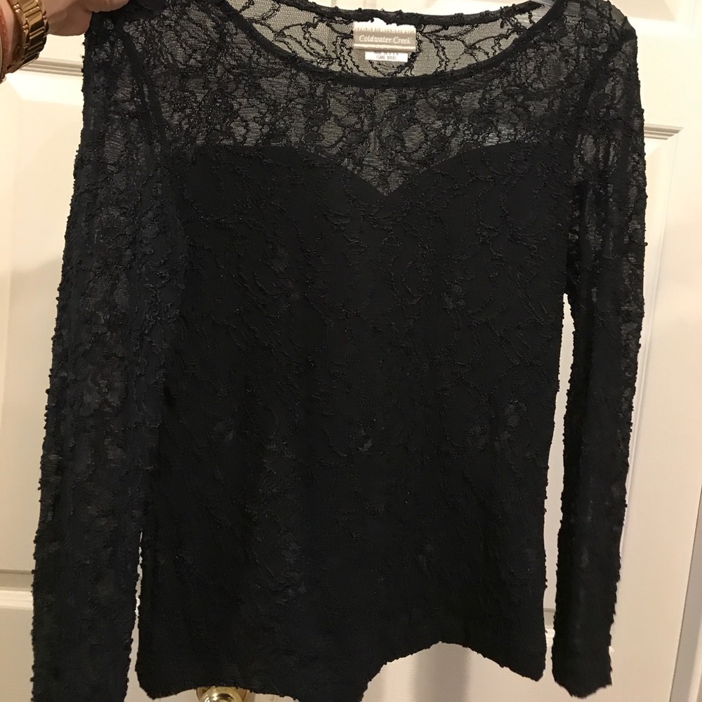 Coldwater Creek sweetheart black lace blouse