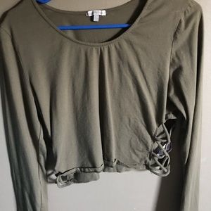 Olive long sleeve Crop Top