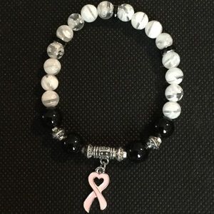 Women's Stretch Bracelet, Pink Awareness Ribbon