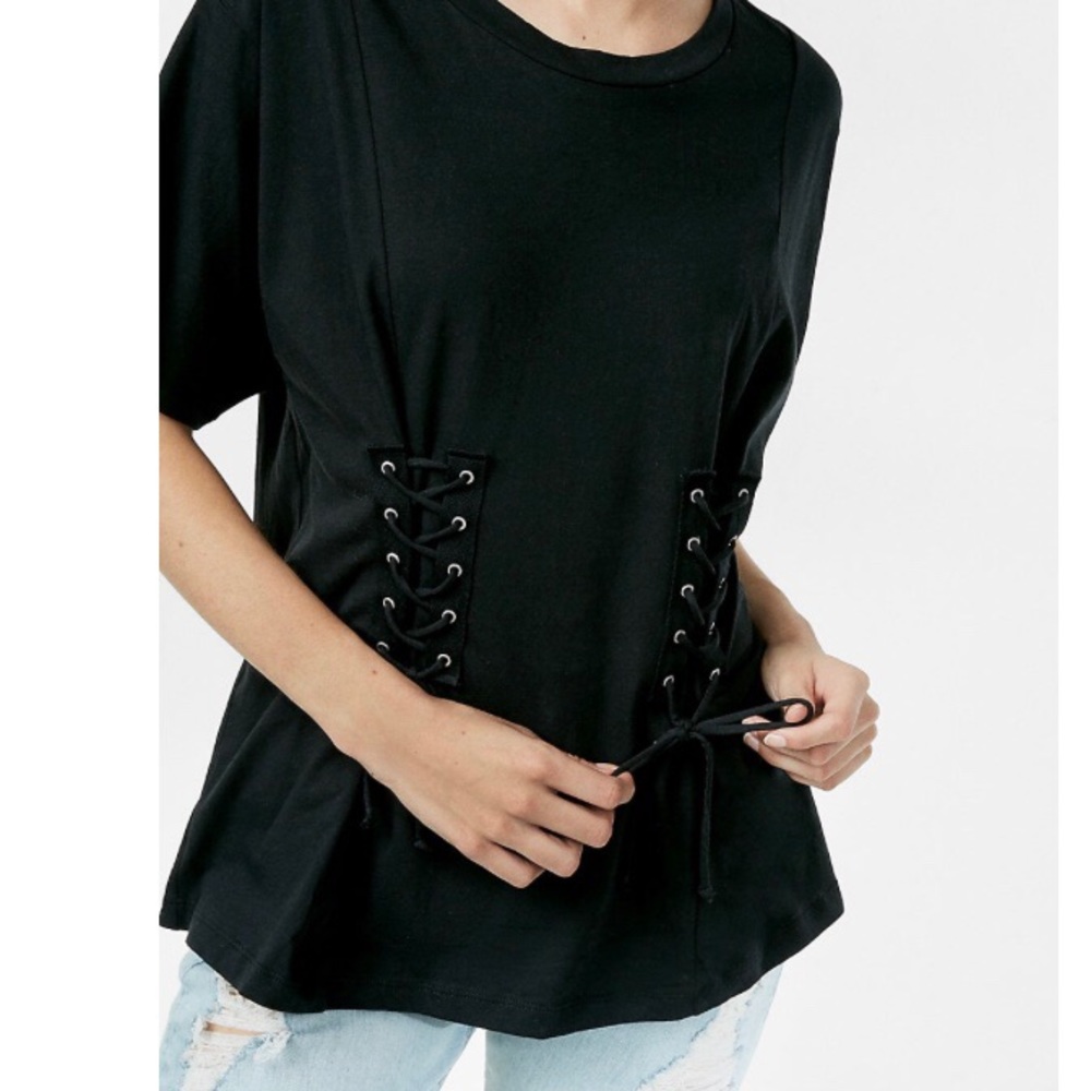 NWT❣️EXPRESS❣️DOUBLE LACE-CORSET TEE❣️