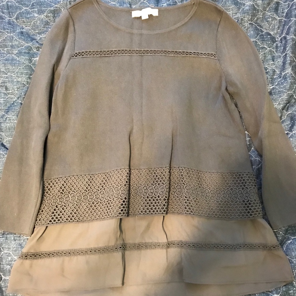Deep grey mixed media sweater