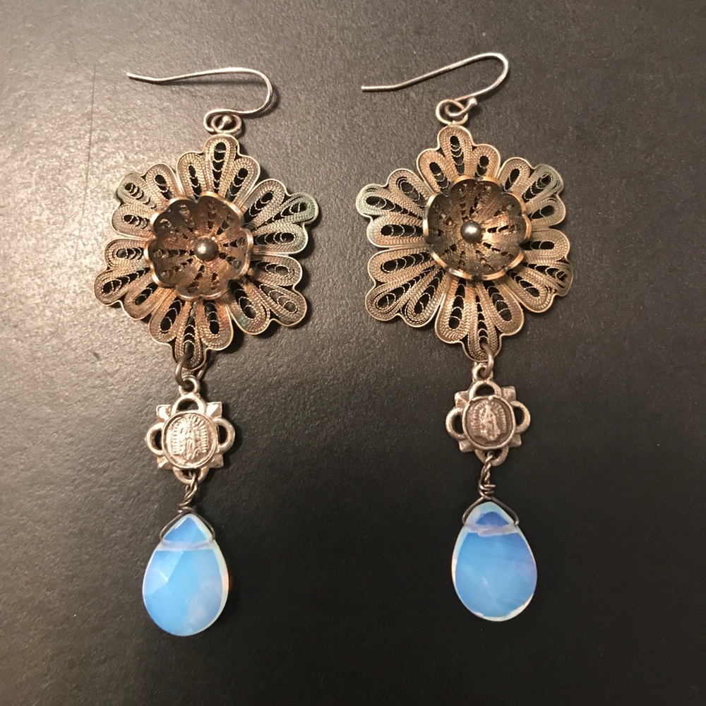 Silver crystal earrings