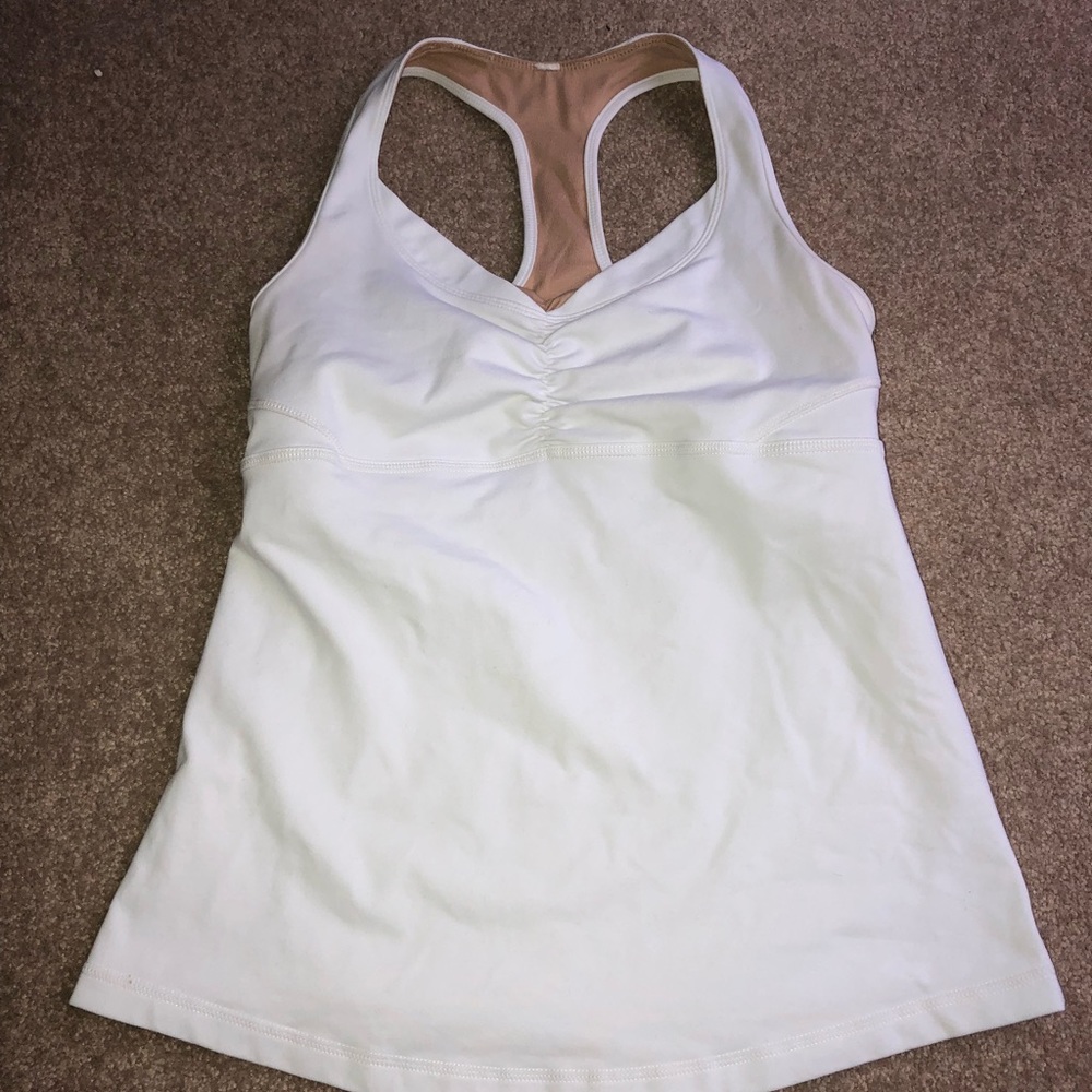 SOLDLululemon Yoga White Built In Bra Top - Small