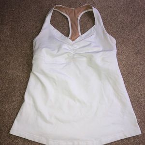 SOLDLululemon Yoga White Built In Bra Top - Small