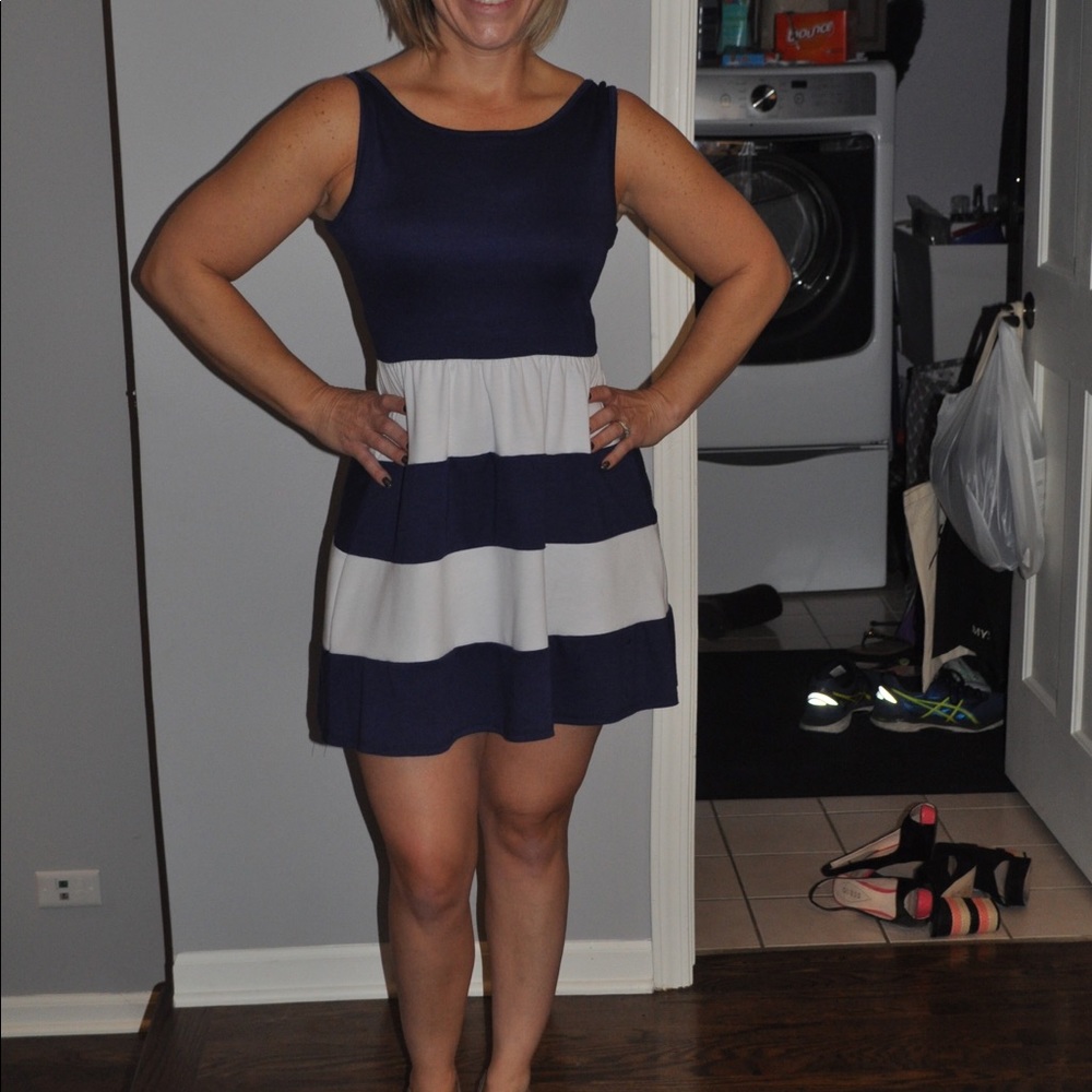Navy Blue & White Dress