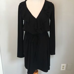 Black Long sleeve tie waist dress