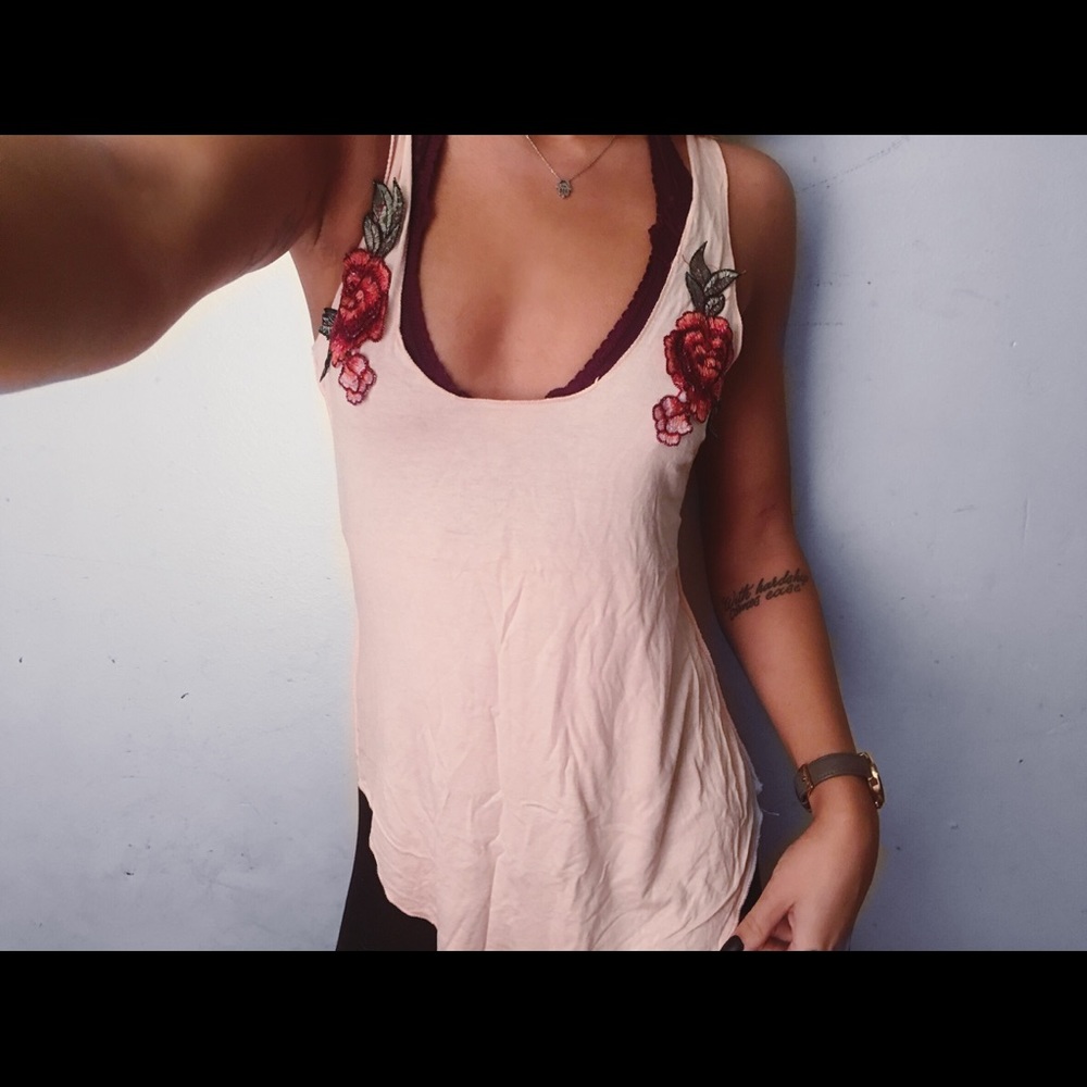 Zaful Rose Embroidered Tank Top