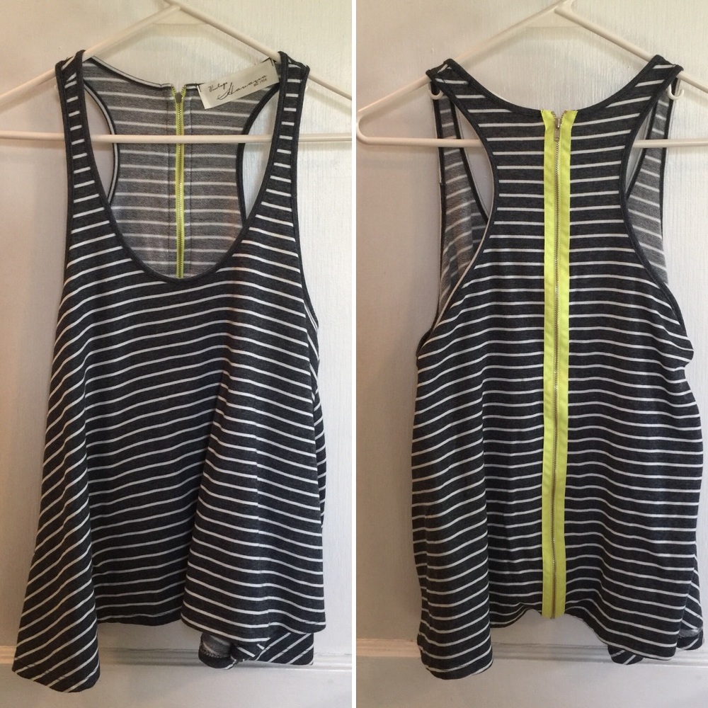 Vintage Havana Stripe Tank with Zipper Back