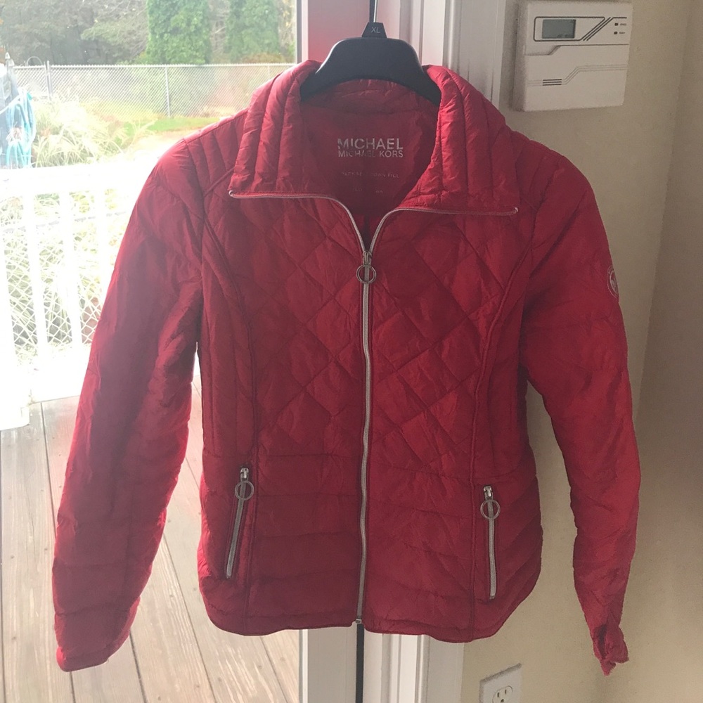 Michael Kors Red Packable Down Jacket